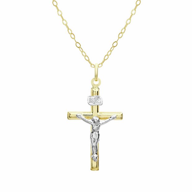 Revere 9ct gold crucifix pendant with 18-inch chain - British product