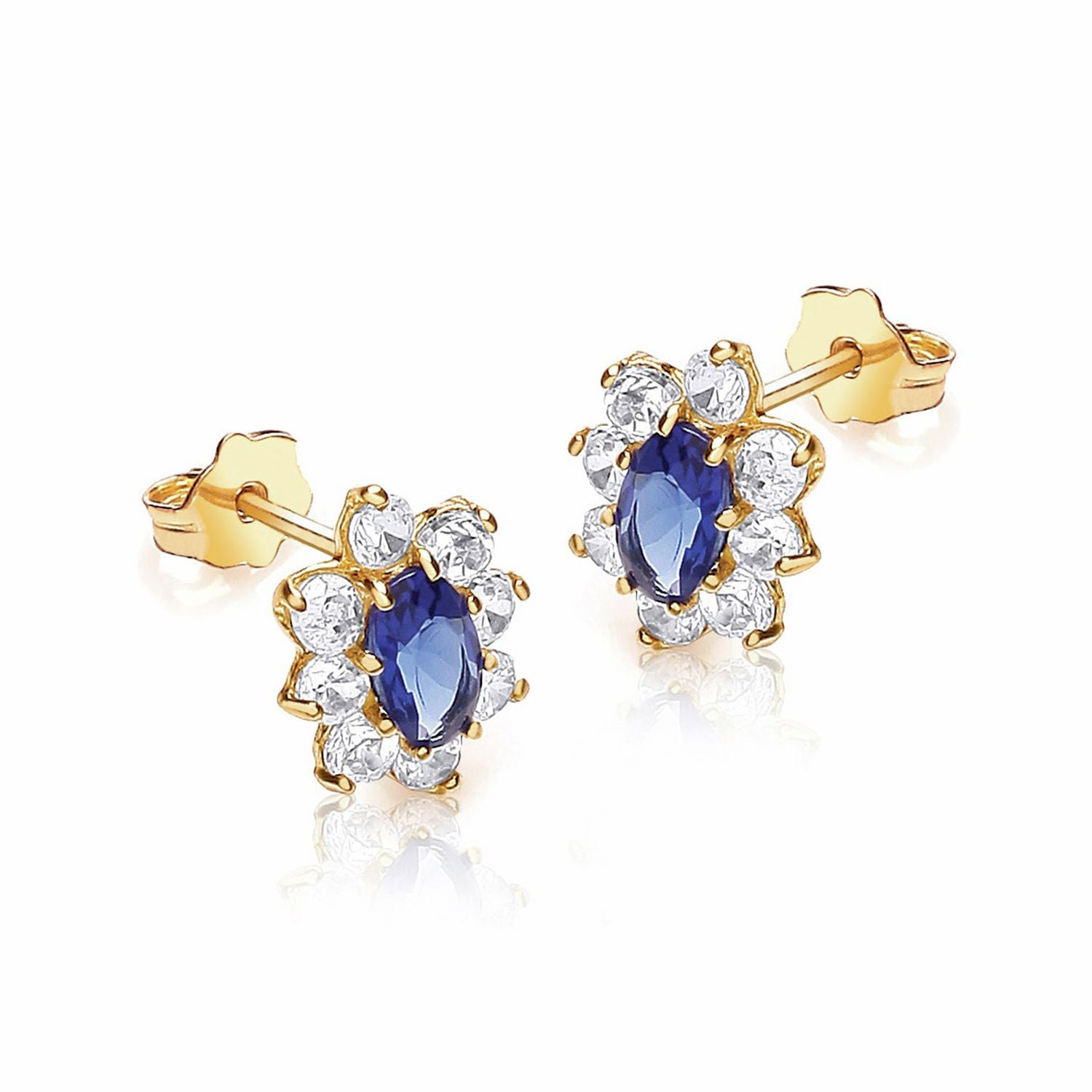 Revere 9ct gold flower cluster stud earrings (British brand)