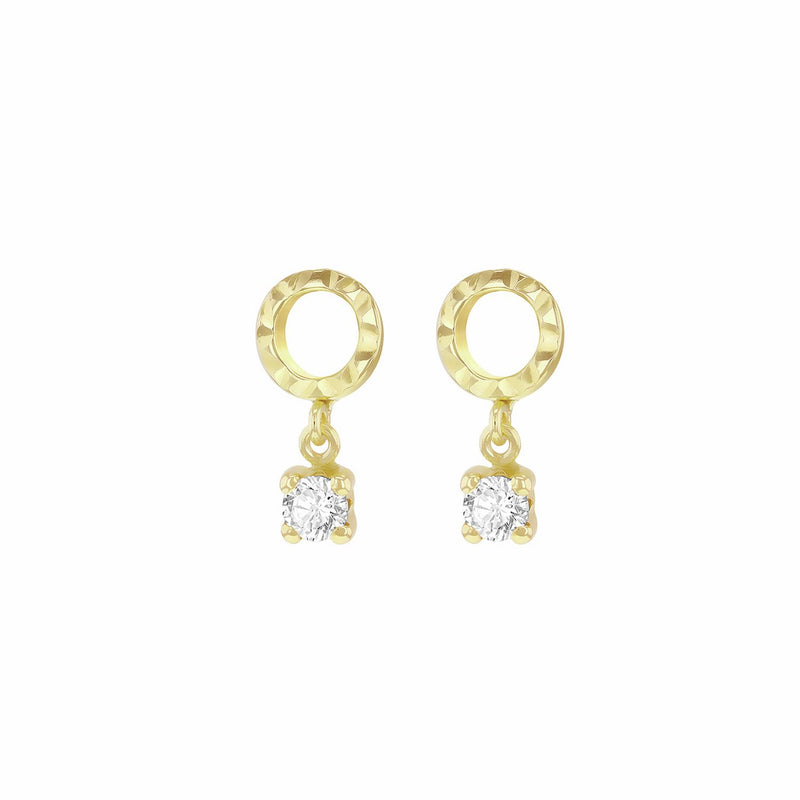 Revere drop earrings cubic zirconia 9ct yellow gold, UK version