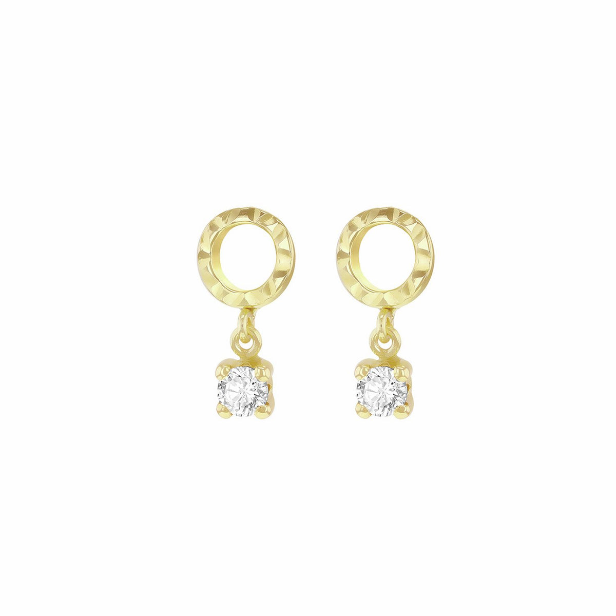 Revere drop earrings cubic zirconia 9ct yellow gold, UK version