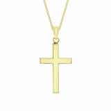 Revere 9ct gold cross pendant on curb chain, imported from the UK