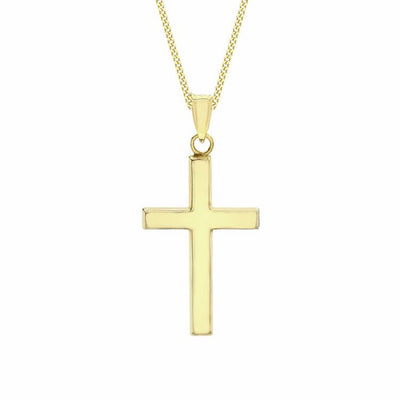 Argos Revere 9ct Yellow Gold Cross Pendant Curb Necklace Chain- Buy online at McGrocer