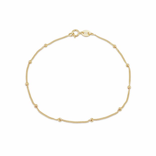 Revere 9ct yellow gold curb and ball bracelet 18cm (British brand)