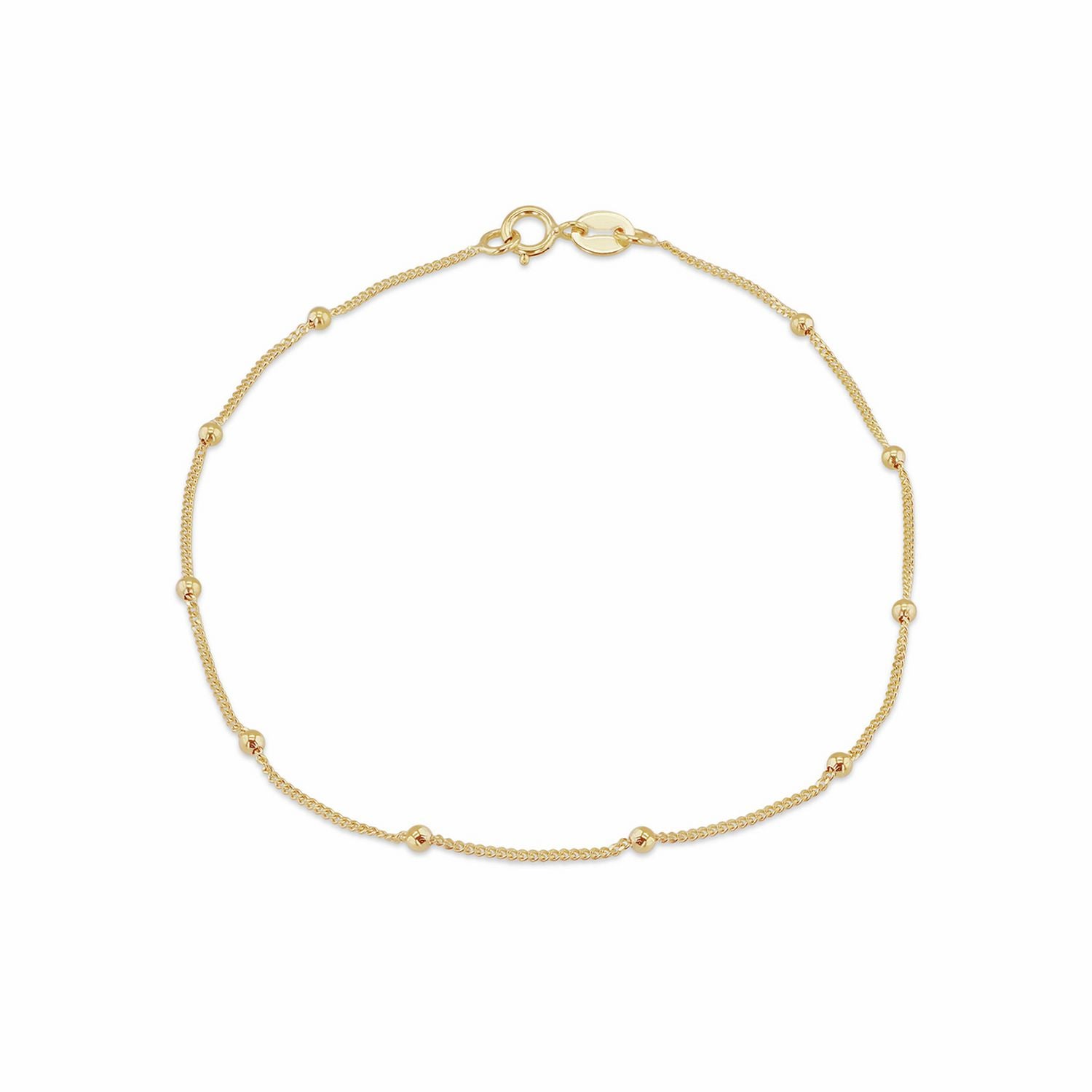 Revere 9ct yellow gold curb and ball bracelet 18cm (British brand)