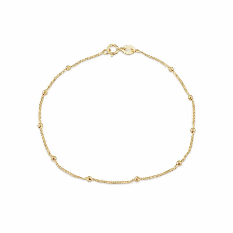 Revere 9ct yellow gold curb and ball bracelet 18cm (British brand)