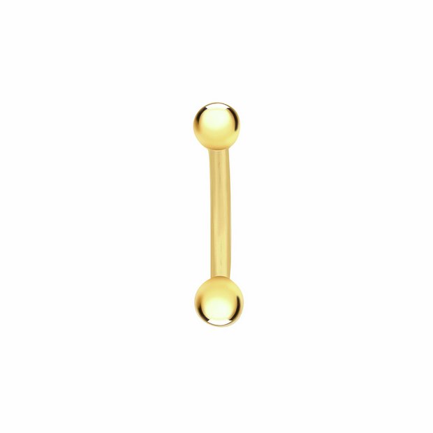 Revere 9ct gold plated curved belly bar, 13.5mm (British brand)