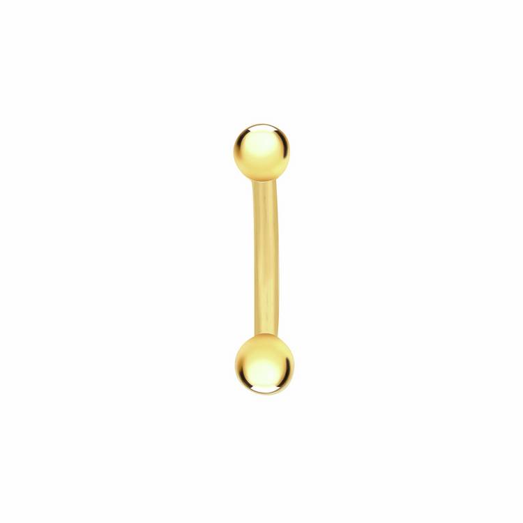 Revere 9ct gold plated curved belly bar, 13.5mm (British brand)