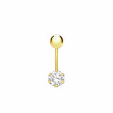 Revere gold plated curved belly bar with cubic zirconia 19mm (British brand)