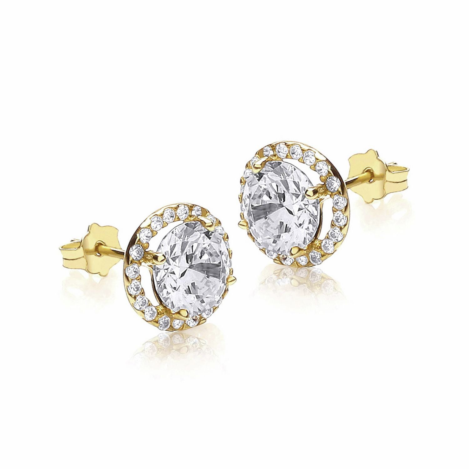 Revere cubic zirconia halo stud earrings, imported from the UK