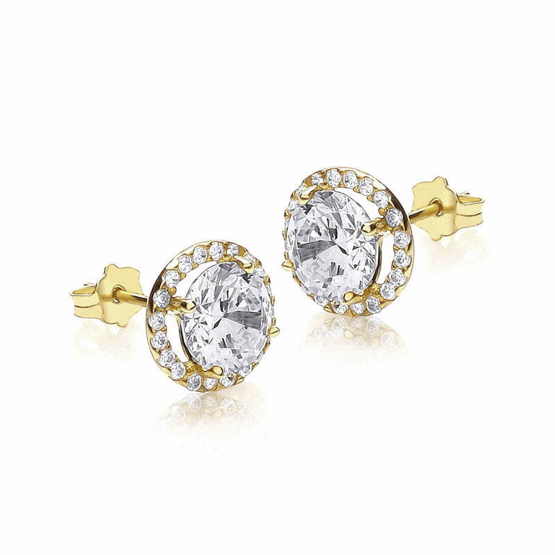 Revere cubic zirconia halo stud earrings, imported from the UK