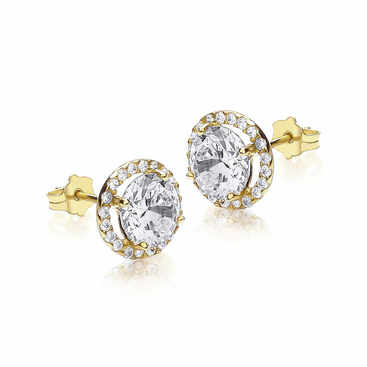 Revere cubic zirconia halo stud earrings, imported from the UK