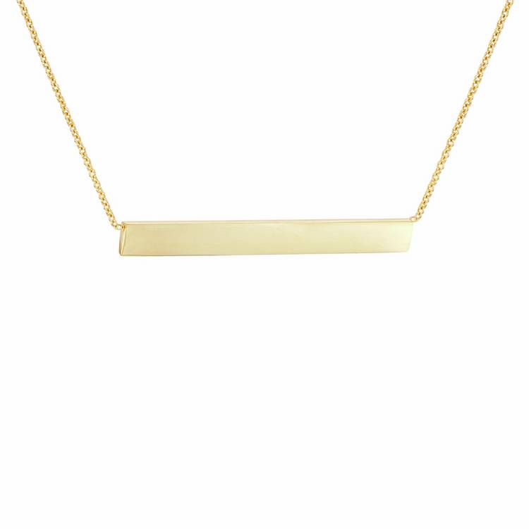 Revere 9ct yellow gold flat bar chain necklace, imported from the UK