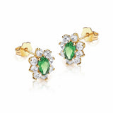 Revere 9ct yellow gold cluster earrings with cubic zirconia (British brand)