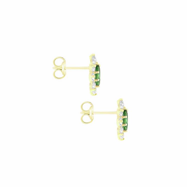 Revere 9ct yellow gold cluster earrings with cubic zirconia (British brand)