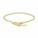 Revere heart T-bar bracelet 9ct yellow gold 18cm (British brand)