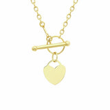 Revere 9ct yellow gold heart and T-bar necklace, UK version