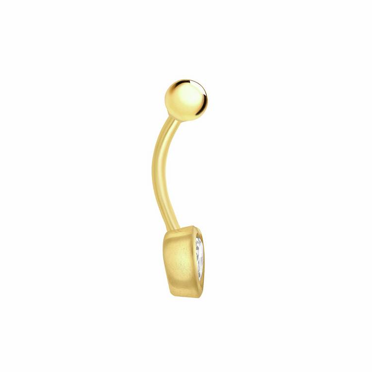 Revere 9ct gold plated belly bar with heart cubic zirconia - British product