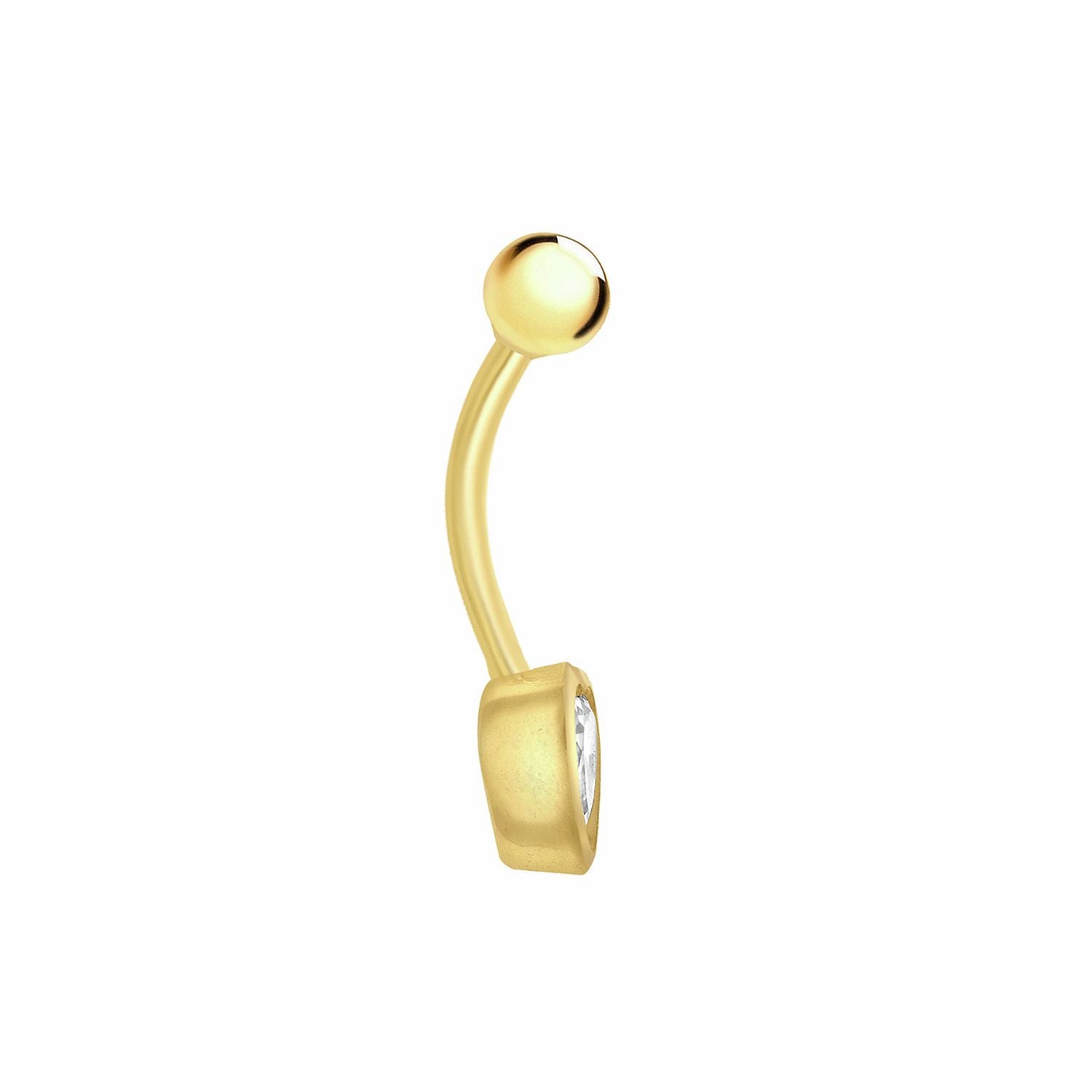 Revere 9ct gold plated belly bar with heart cubic zirconia - British product