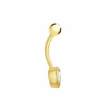 Revere 9ct gold plated belly bar with heart cubic zirconia - British product