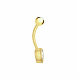 Revere 9ct gold plated belly bar with heart cubic zirconia - British product