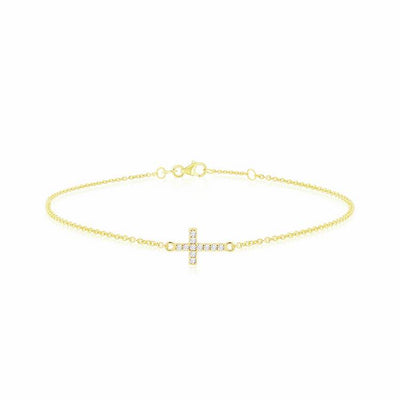 Argos Revere 9ct Yellow Gold Cubic Zirconia Cross Bracelet 19cm- Buy online at McGrocer