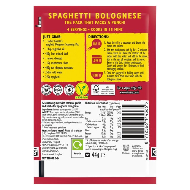 Colman's Spaghetti Bolognese Recipe Mix   44g GOODS M&S   