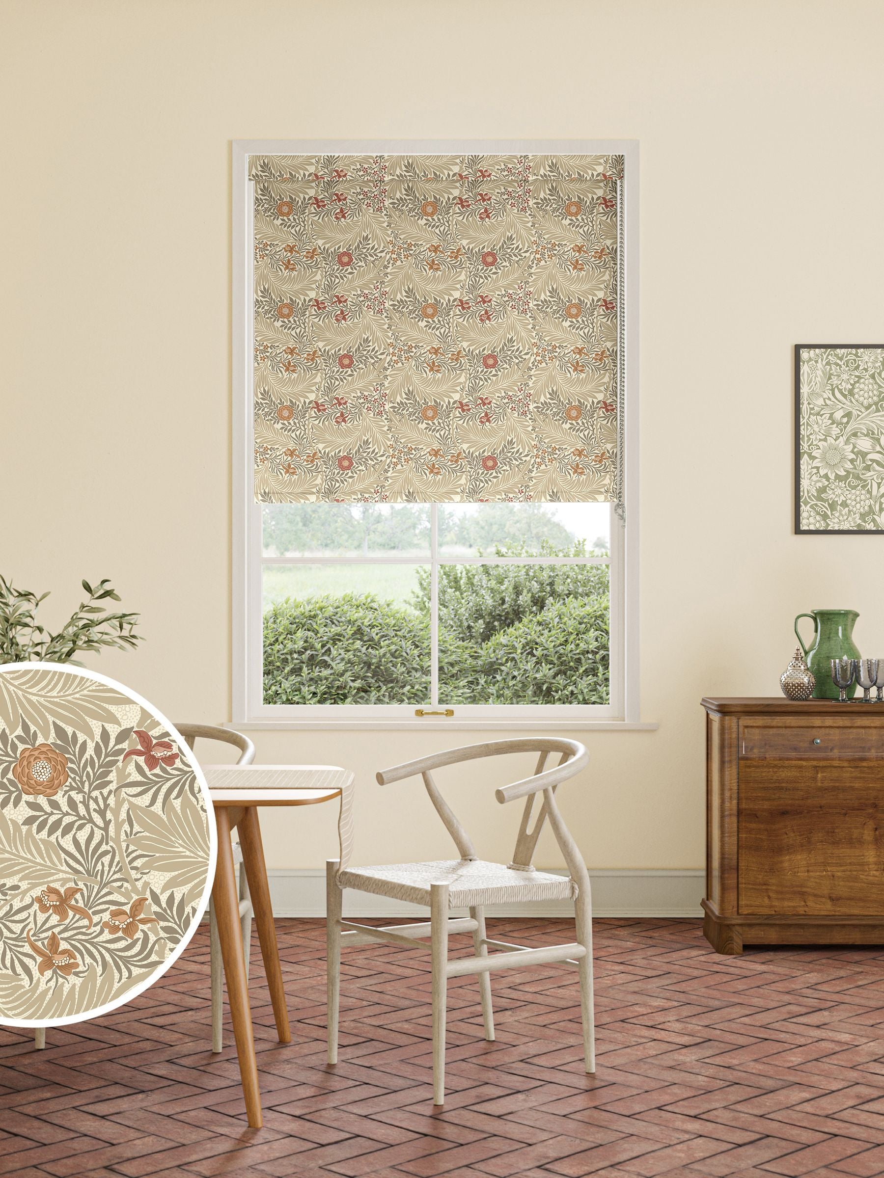William Morris Natural Larkspur roller blind - British product