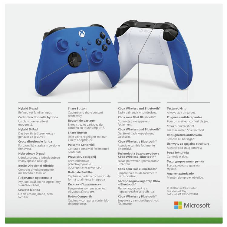 Microsoft Xbox wireless controller in blue - British product