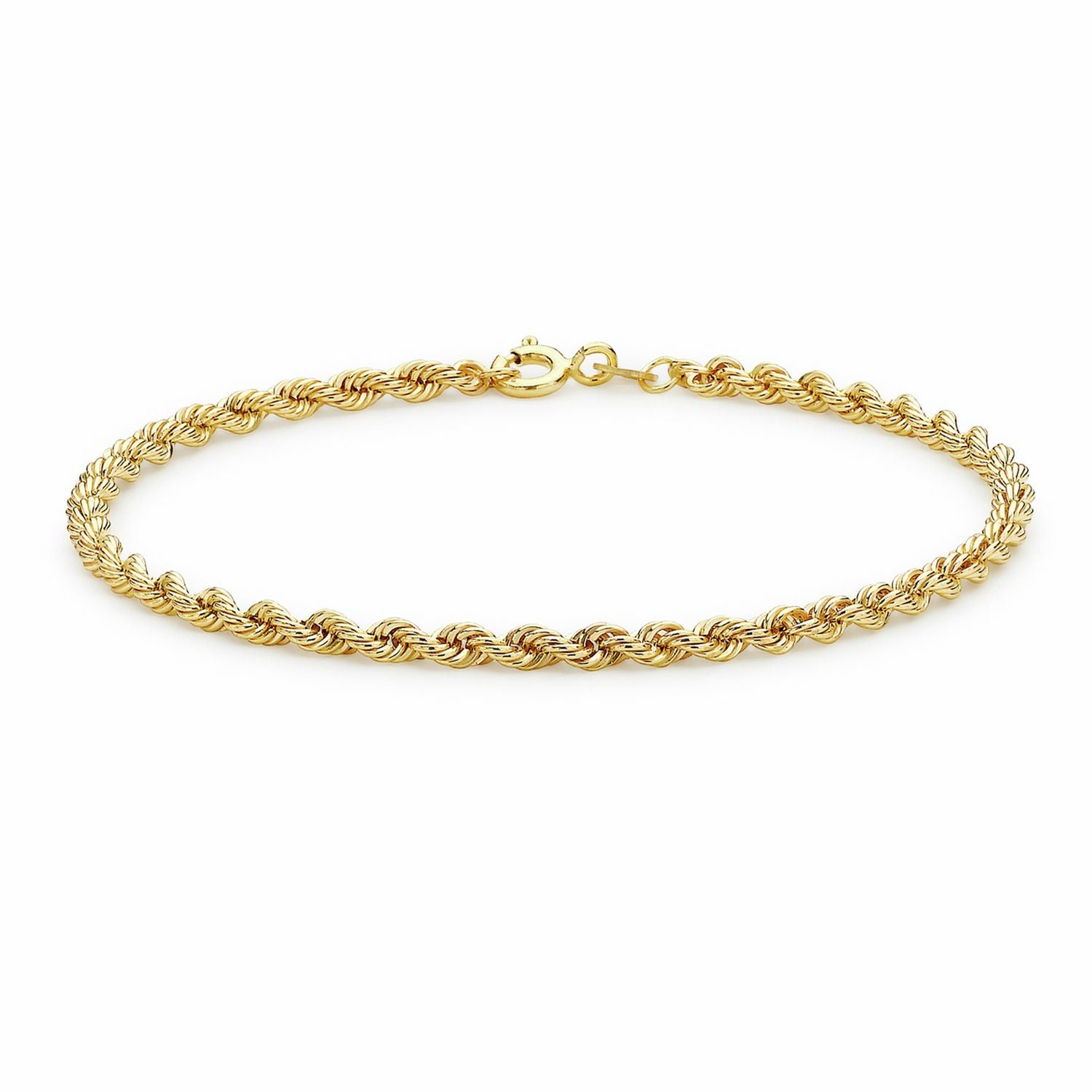Revere 9ct yellow gold rope chain bracelet 18cm (British brand)