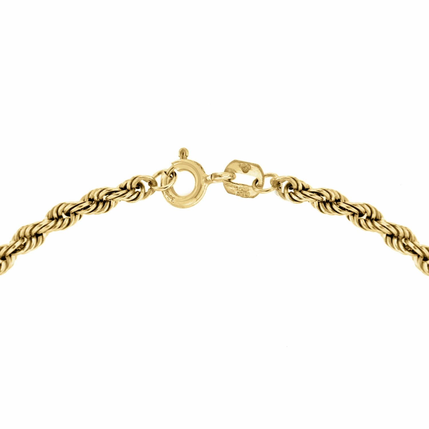 Revere 9ct yellow gold rope chain bracelet 18cm (British brand)