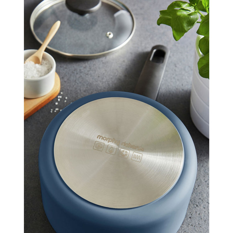 Morphy Richards 5 piece aluminium saucepan set blue, UK version