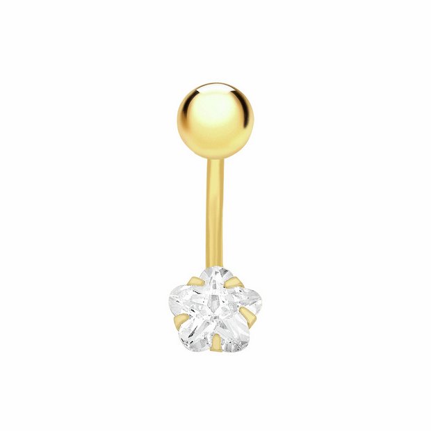 Revere 9ct gold plated curved star belly bar (British brand)