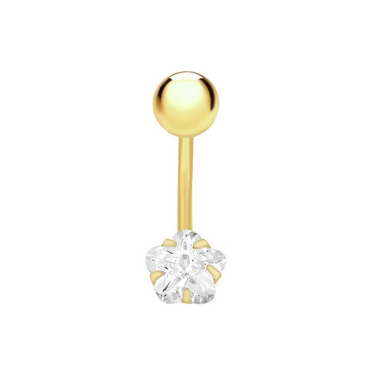 Revere 9ct gold plated curved star belly bar (British brand)