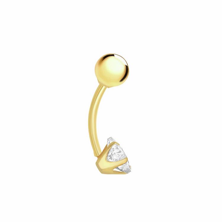 Revere 9ct gold plated curved star belly bar (British brand)