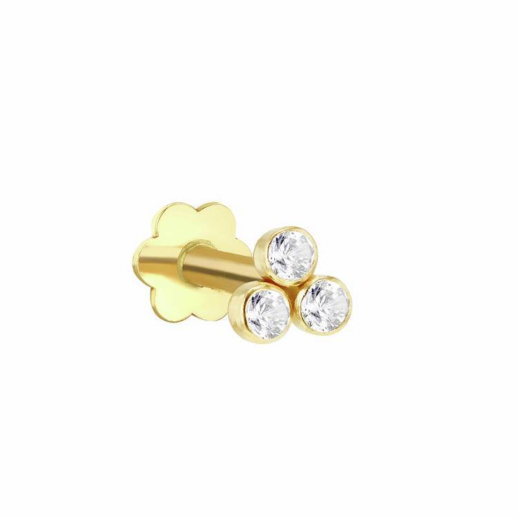 Revere 9ct gold trinity labret stud earrings, UK version