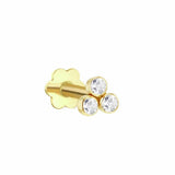 Revere 9ct gold trinity labret stud earrings, UK version