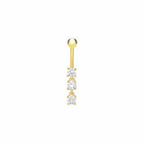 Revere 9ct gold belly bar cubic zirconia (British brand)