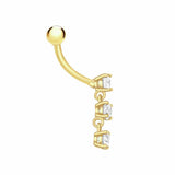 Revere 9ct gold belly bar cubic zirconia (British brand)