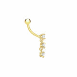 Revere 9ct gold belly bar cubic zirconia (British brand)