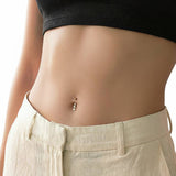 Revere 9ct gold belly bar cubic zirconia (British brand)