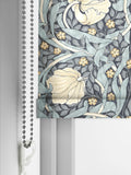 William Morris Pimpernel Indigo blue roller blind, UK version