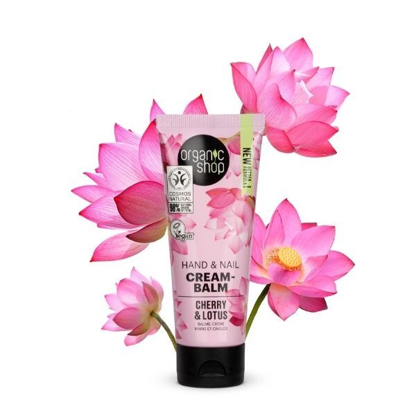 Organic Shop Hand & Nail Cream Cherry & Lotus 75ml (British brand)