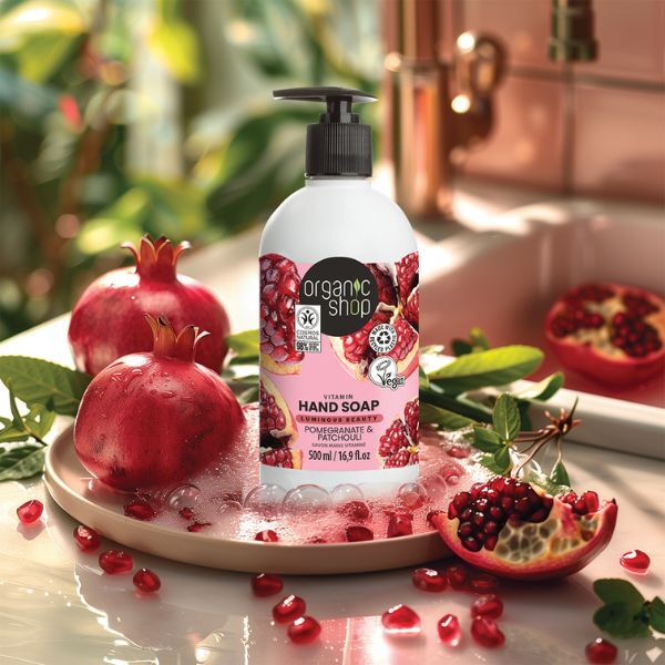 Organic Shop hand soap pomegranate and patchouli 500ml, UK version