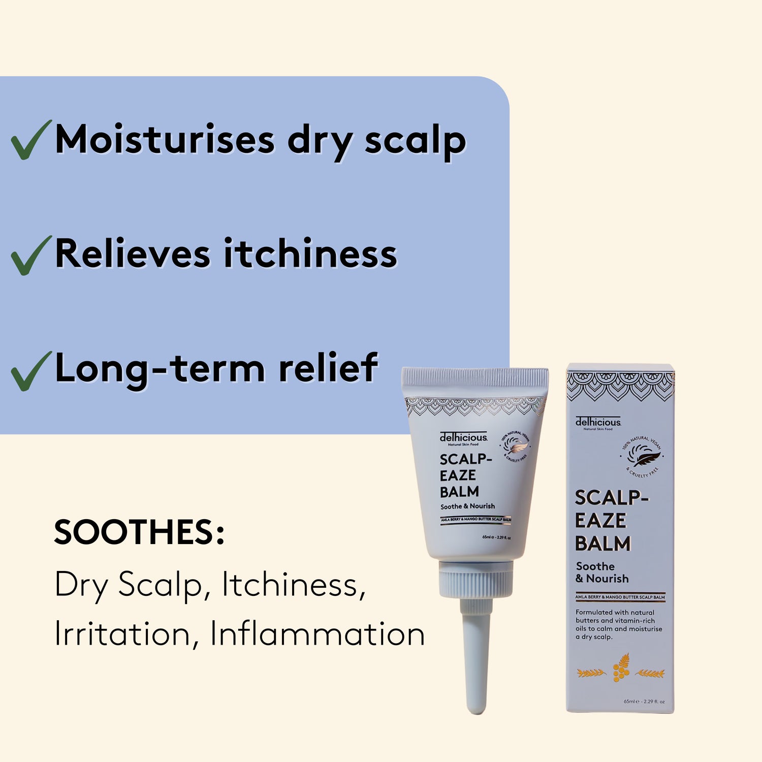 Delhicious Scalp-Eaze Soothing Scalp Balm 65ml (British brand)
