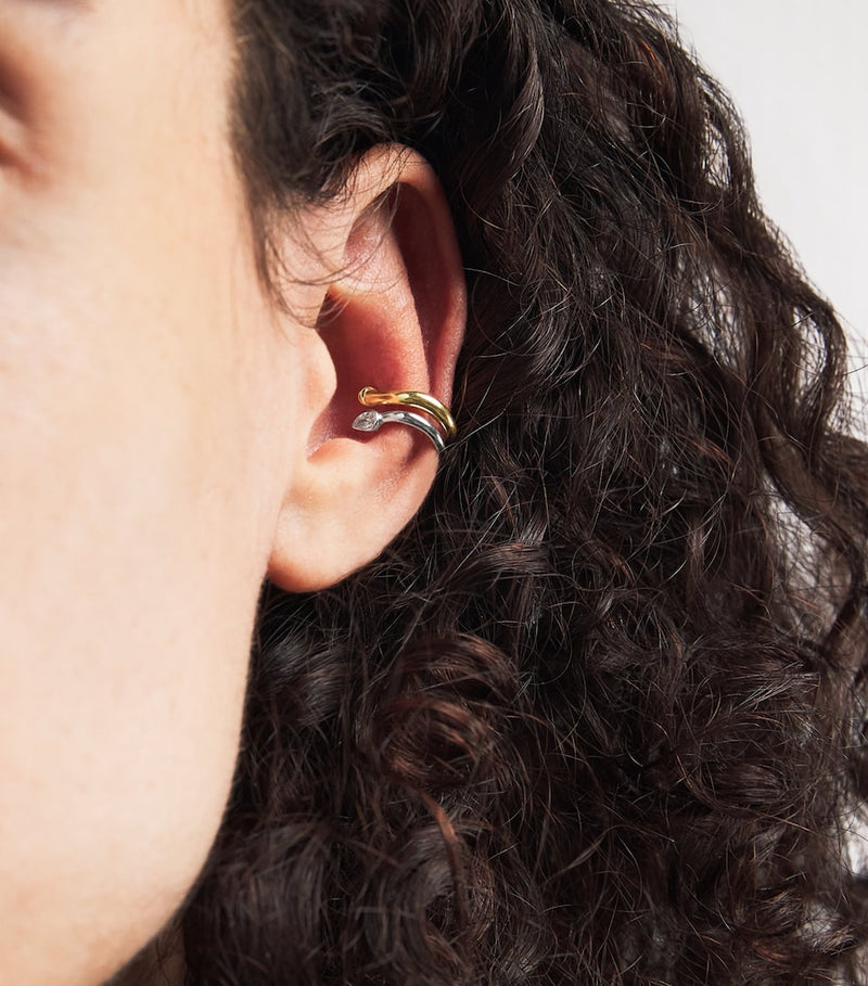L'Atelier Nawbar Boa Double Ear Cuff with diamond, imported from the UK