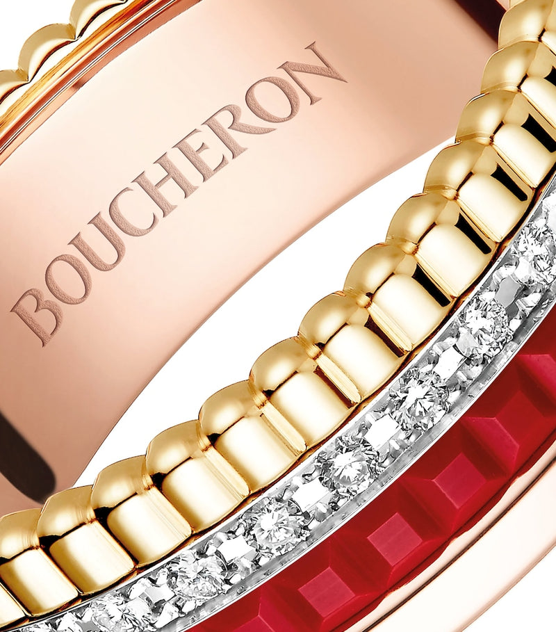 Boucheron mixed gold red ceramic ring - British product
