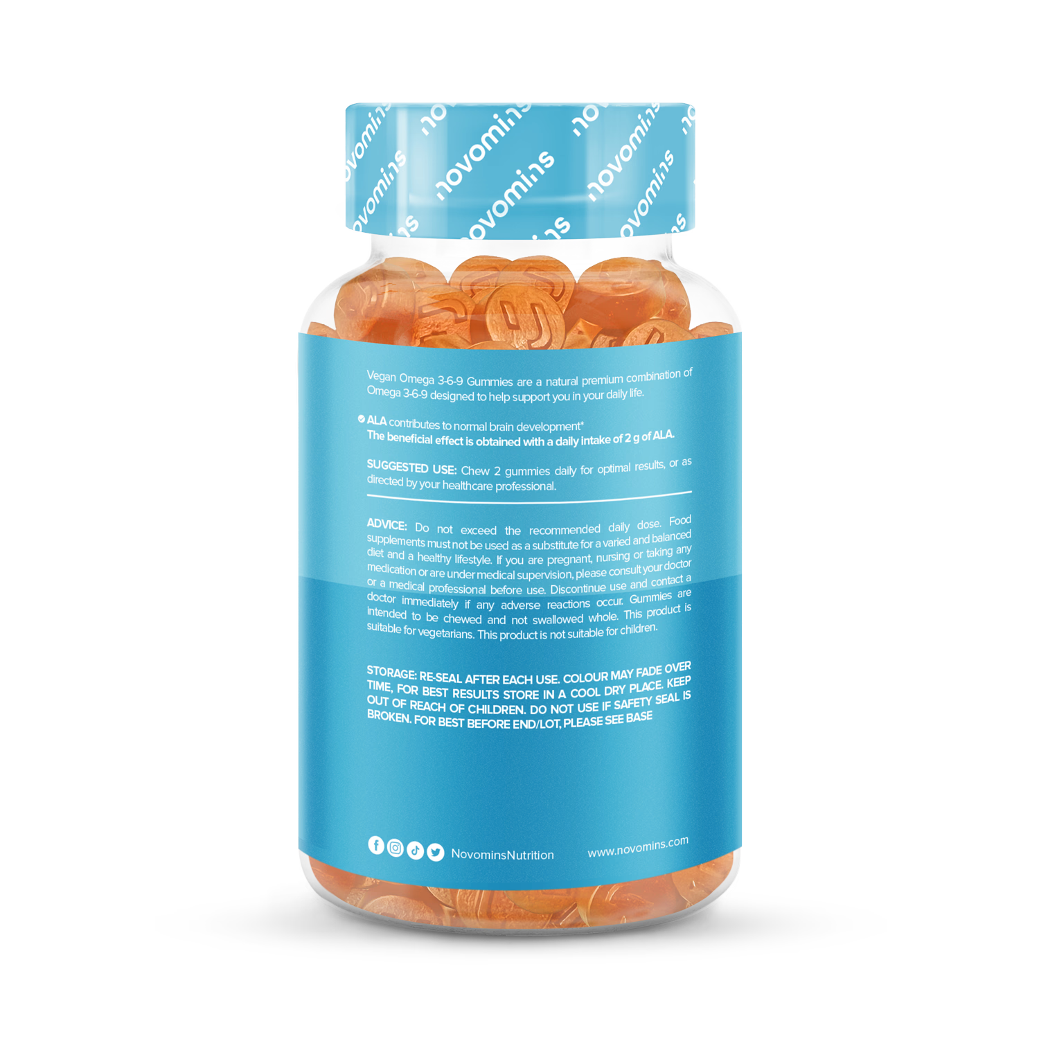Novomins vegan omega gummies orange flavoured 60 count - British product