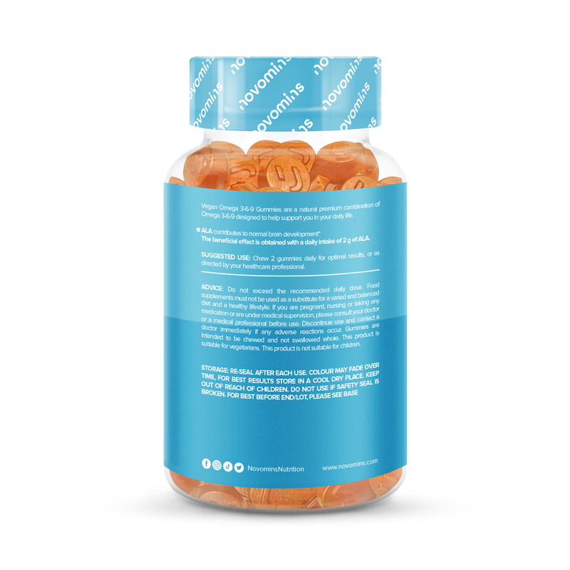Novomins vegan omega gummies orange flavoured 60 count - British product
