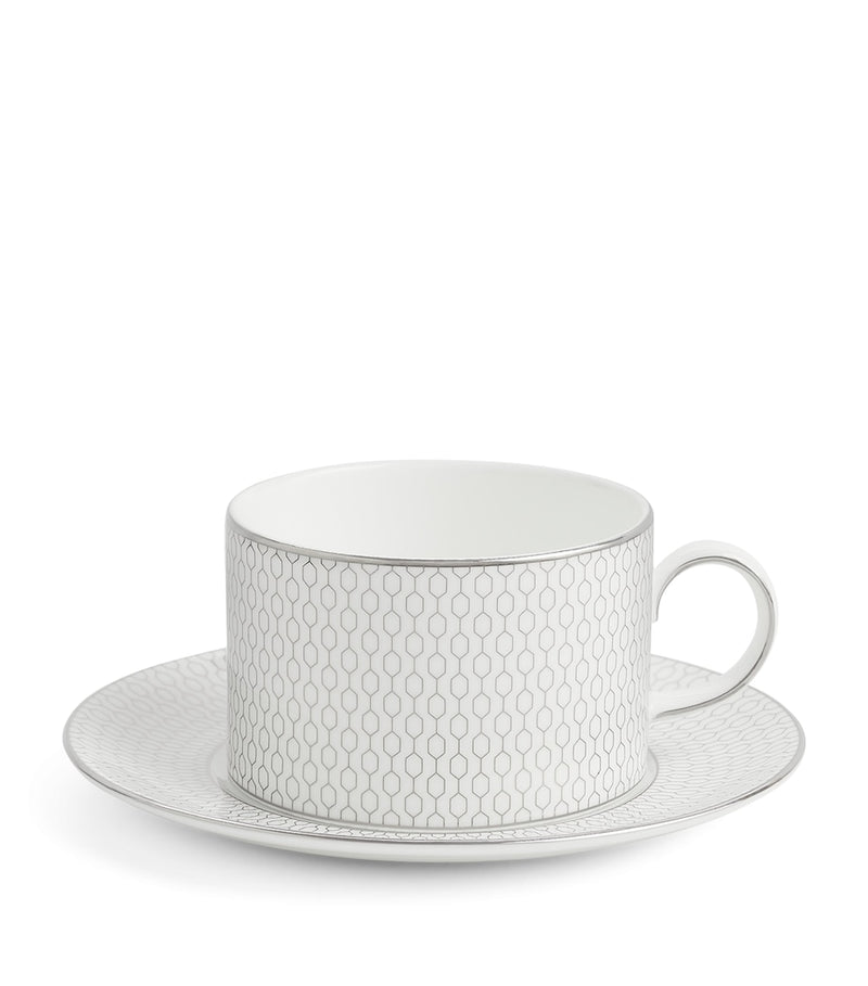 Wedgwood Gio Platinum Teacup and Saucer Set (British brand)