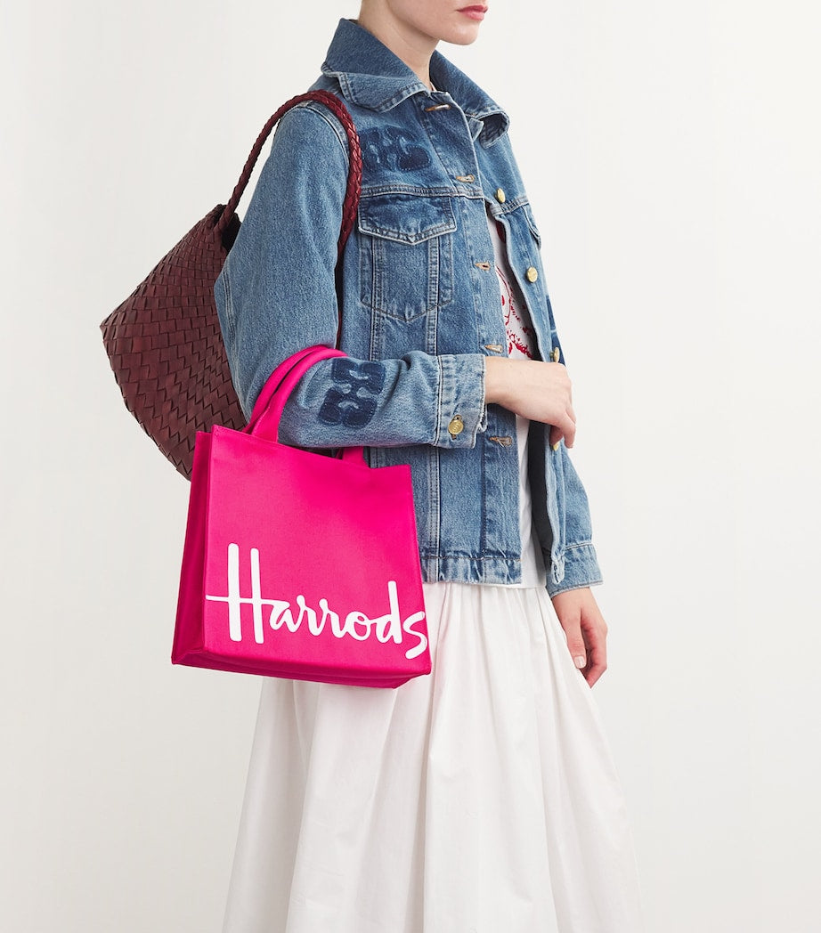 Harrods tote bag cotton logo magenta (British brand)